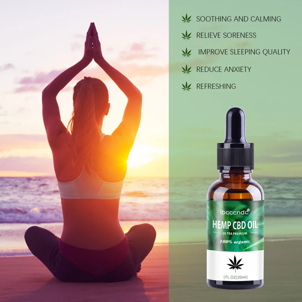 30ml Organic Hemp CBD Oil Drops Seed Essential Oil Massage Essence Extract Drop for Pain Relief Helps Sleep Relieve Stress