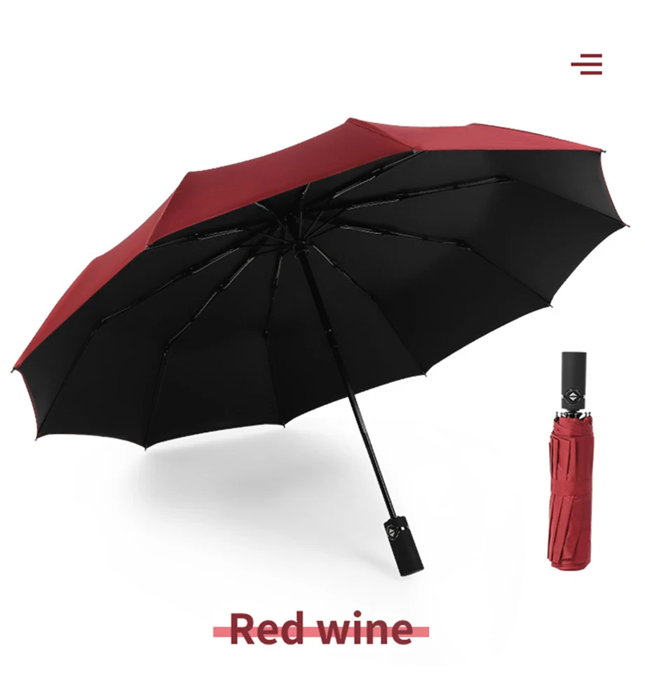 Fashion Business Men's Automatic Umbrella Women's Sunscreen 3 Folding Windproof Umbrella Men's Travel Portable Car Umbrella