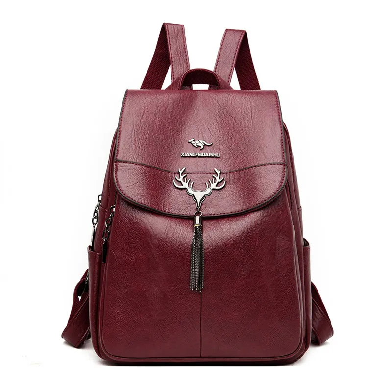 

Anti Theft Leather Backpacks for Women Multifunctional Daily Travel Shoulder Daypack Girl Portable Cute School Bags Sac A Femme