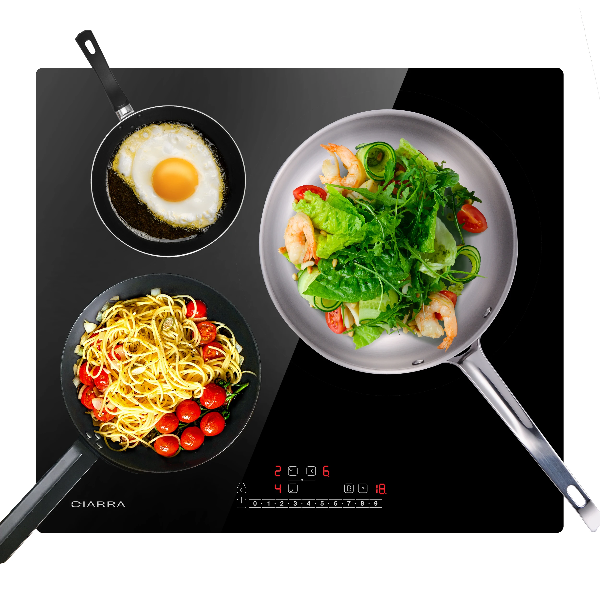 CIARRA-placa de inducción CBBIH3B para niños, cocina integrada de 3 zonas, Control deslizante de refuerzo, cerradura de seguridad de vidrio templado (6200W)