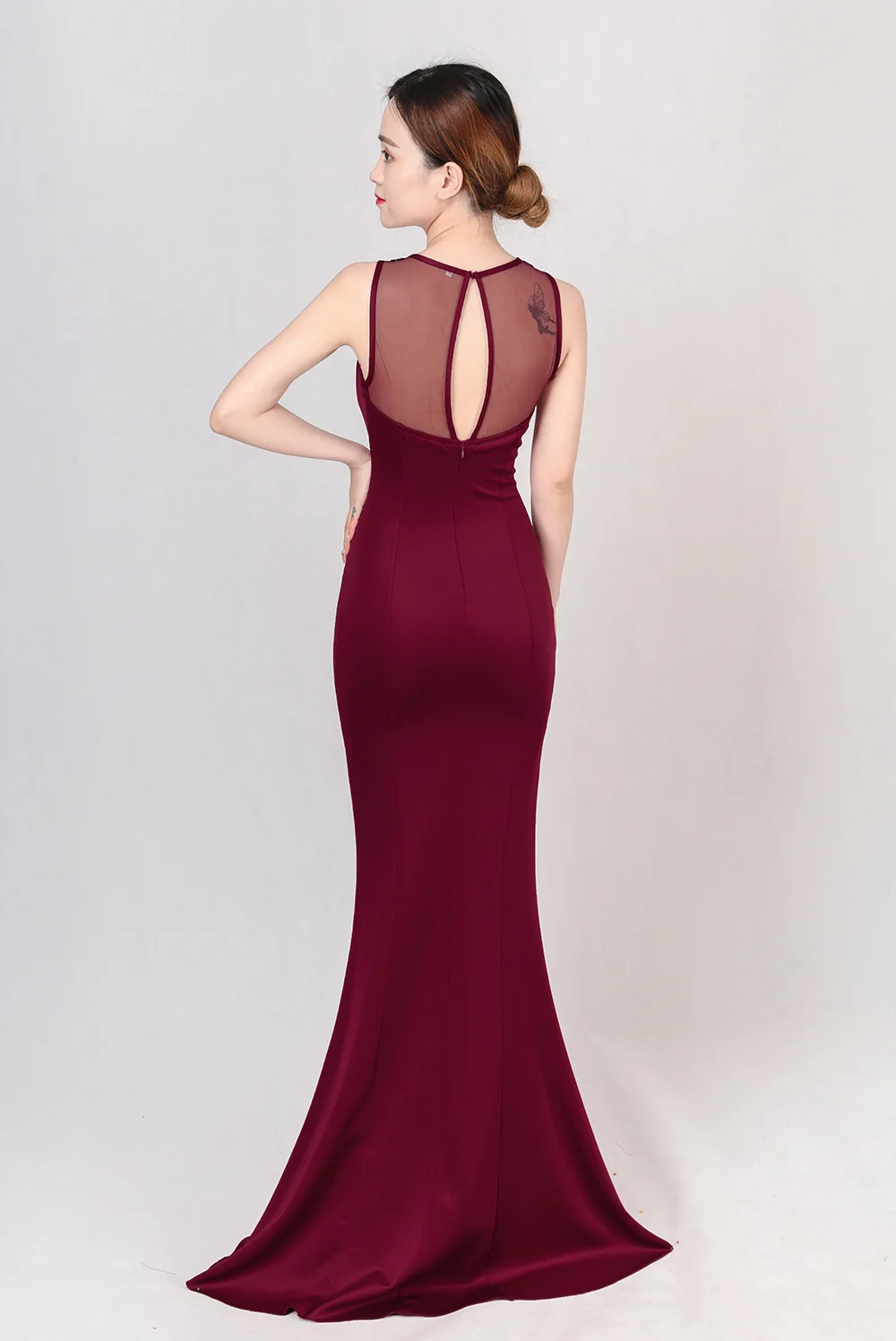 8175#-实拍模特-枣红-后背