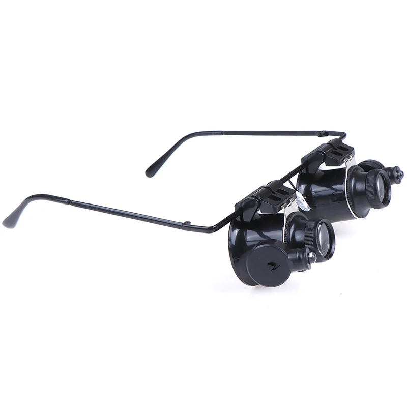 JETTING LED Magnifier Glasses Magnifier 20X Double Eye Jewelery Watch Repair Tools Loupes Eyewear Magnifying Glass Light