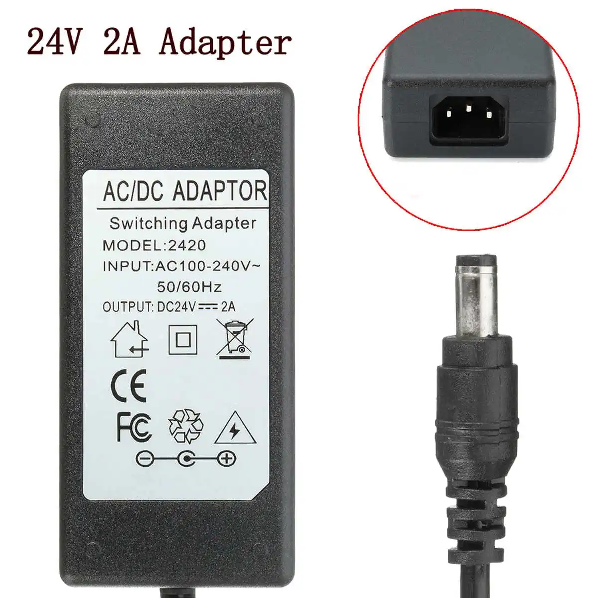 1 шт. 24 В 2A AC в DC адаптер зарядное устройство для logitech Racing Wheel G27 G25 G940 APD DA-42H24 ADP-18L питания с кабелем переменного тока
