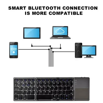 

Portable Folding Bluetooth Mini Keyboard Foldable Wireless Touchpad Keyboard LHB99