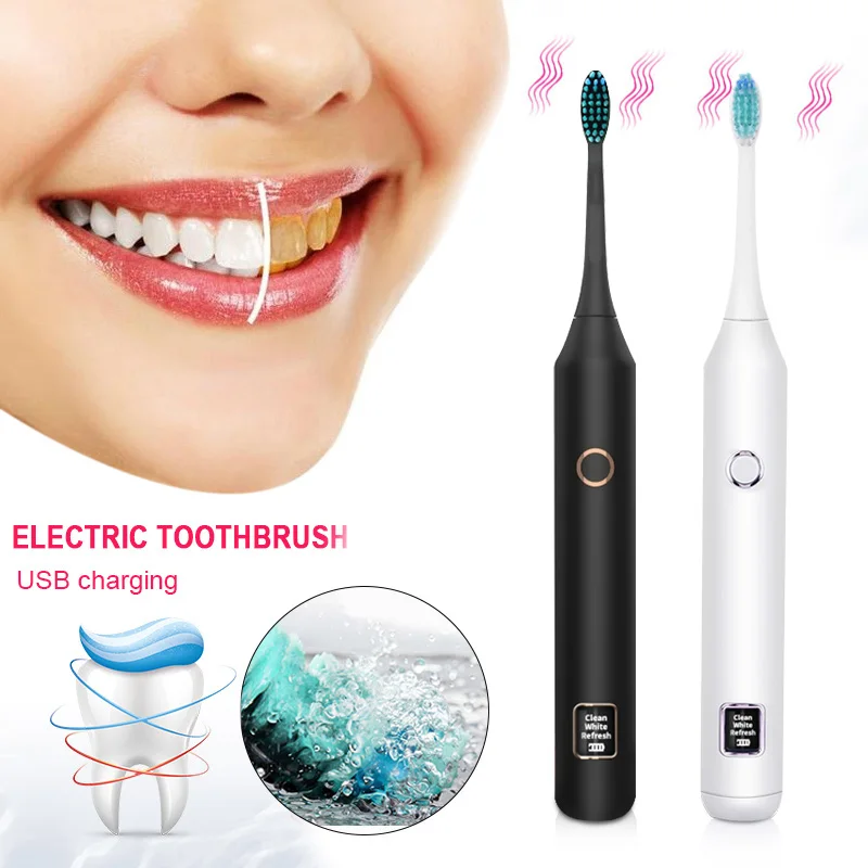 Электрическая зубная щетка, насадки для электрической зубной щетки, антибактериальная Автоматическая ультра звуковая зубная щетка с 3 головками зубной щетки