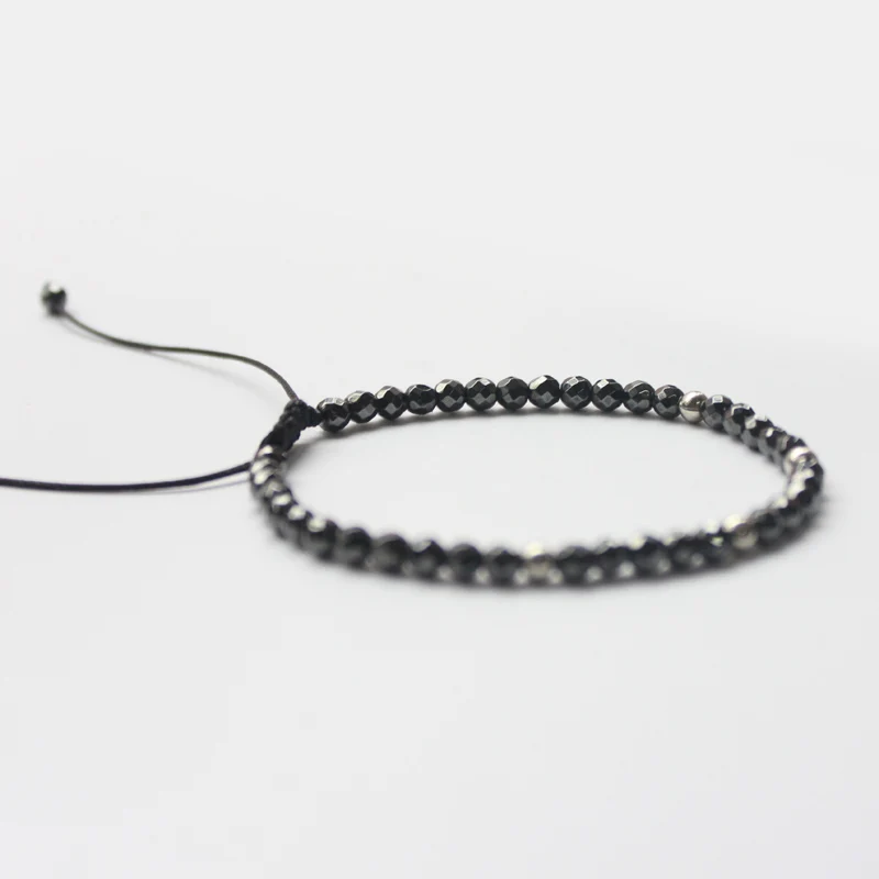 Женский браслет с гематитовыми бусинами регулируемый 4 мм HB1026|bracelet couple|men banglebracelet
