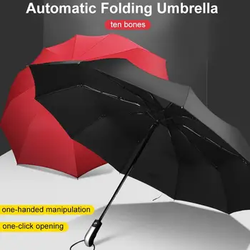 

Automatic Umbrella 10 Bones 3 Folding Anti-UV Umbrella Rain Umbrellas Double Layer Sunshine Waterproof Folding Umbrella Large