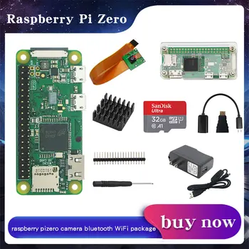 Raspberry Pi Zero W WH Pi0 kit Acrylic Case + Heat Sink +GPIO Header +Power Adapter+ Optional Camera / 32GB SD Card for RPi Zero 1