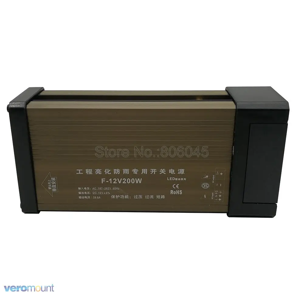 12V светодиодный трансформатор Светодиодный драйвер постоянного тока в переменный ток 12 В на открытом воздухе непромокаемые IP54 Питание 12V 5A 8.5A 12.5A 16.5A 20A 25A 33A 42A