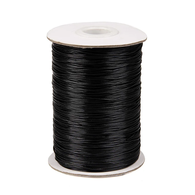 Wholesale 160/320 meters 1 Roll 0.5/ 0.6/0.7/1/1.5mm Black Korean Wax Cord Beading Thread Braided Rope String Jewelry Findings