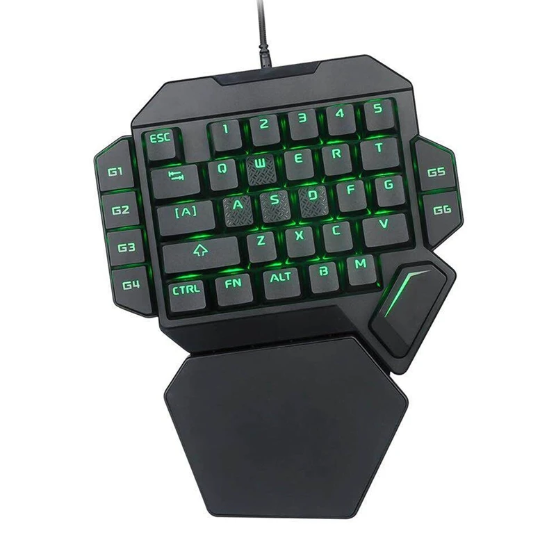 Одной рукой клавиатура, цветная(RGB), с одной стороны, Механическая игровая клавиатура, клавиатуры, 35-ключ синий переключатель, USB Проводная Радуга Портативный