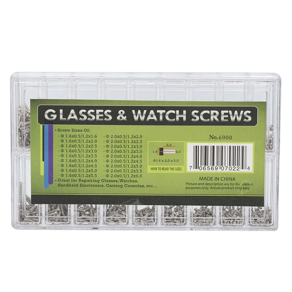 1800pcs/box Watch Mini Screw Stainless Steel Glasses Sunglasses Spectacles Watch Mini Screws Repair Kit Tool for Watchmaker m