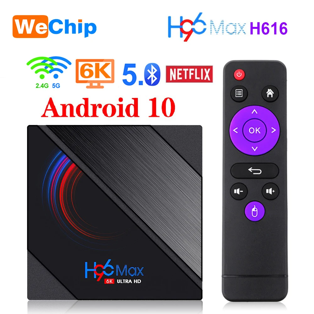 Приставка Смарт-ТВ Wechip H96 Max H616 Android 10 4 + 64 ГБ 1080p 4K | Электроника