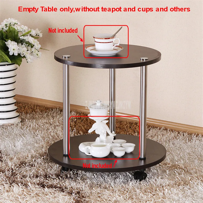Black Walnut Color 2 слоя креативный современный подвижный Круглый Чайный Столик с колесиком дизайн гостиной спальни угловой деревянный небольшой боковой Диванный низкий стол - Цвет: Black Walnut Color