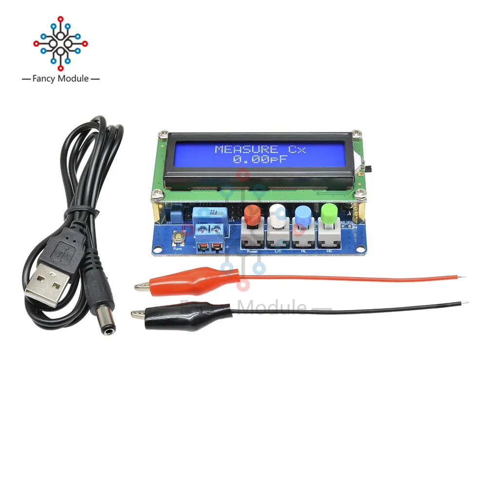 Diymore LC100-A цифровой 1602LCD Высокоточный измеритель емкости индуктивности L/C тестер конденсатора с USB к DC штекерным кабелем