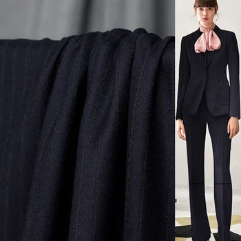 

White Waxberry Japanese Stripe Jacquard Weave Worsted Wool 100%Wool Garment Materials Women Suits Pants Sewing Cloth Freeshippin