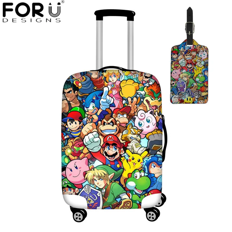 FORUDESIGNS Super Mario Print Travel Suitcase Protective Covers Cute Kids Cartoon Luggage Cover Apply to 18-32 Inch Baggage Case
