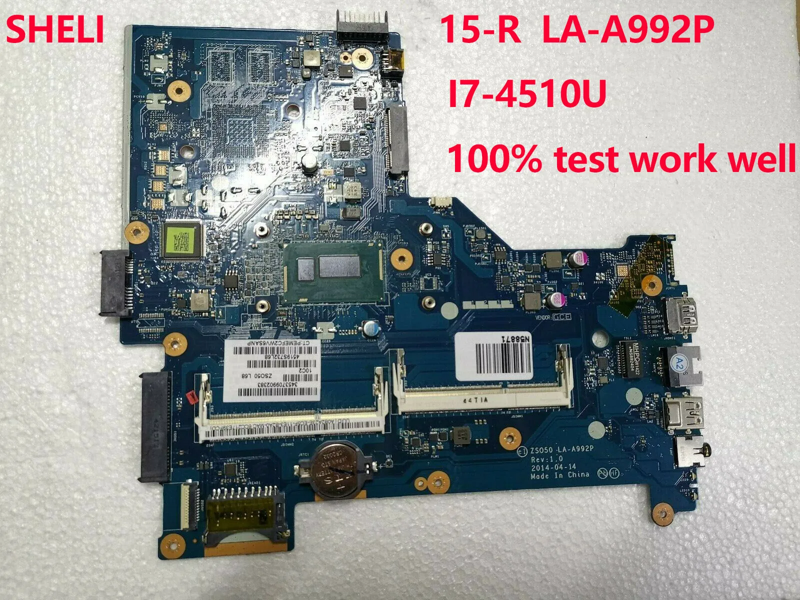 SHELI для hp 15-R материнская плата с I7-4510U Процессор ZSO50 LA-A992P 784567-501 784567-001 аккумулятор большой емкости