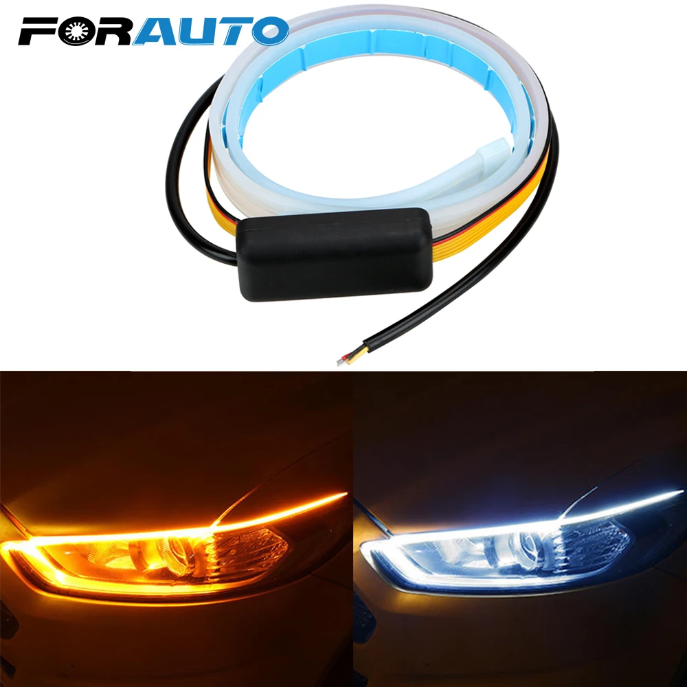 

FORAUTO 30 45 60cm Daytime Running Light Flexible Soft Tube Guide Waterproof Car LED Strip Ultrafine DRL Turn Signal Lamps 12V