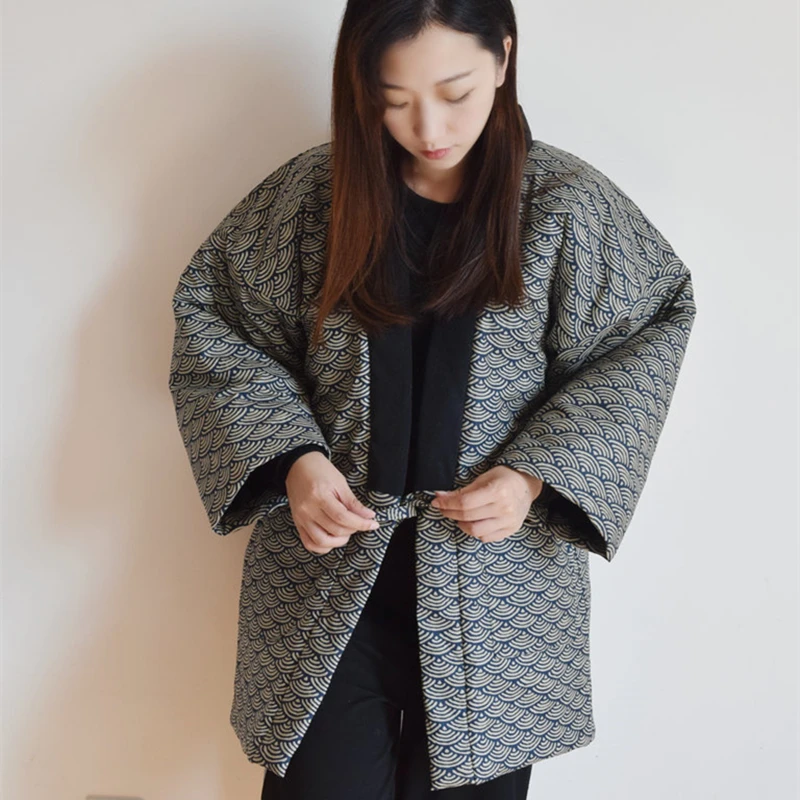 Winter Women Kimono Haori Cotton-Padded Jacket Autumn Casual Home Clothes Female Loose Overcoat