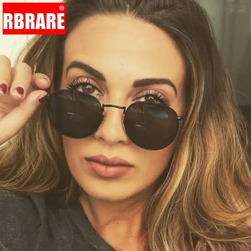 RBRARE, металлические круглые поляризованные солнцезащитные очки, женские роскошные очки из сплава, ретро маленькие солнцезащитные очки, розовые зеркальные оттенки для женщин