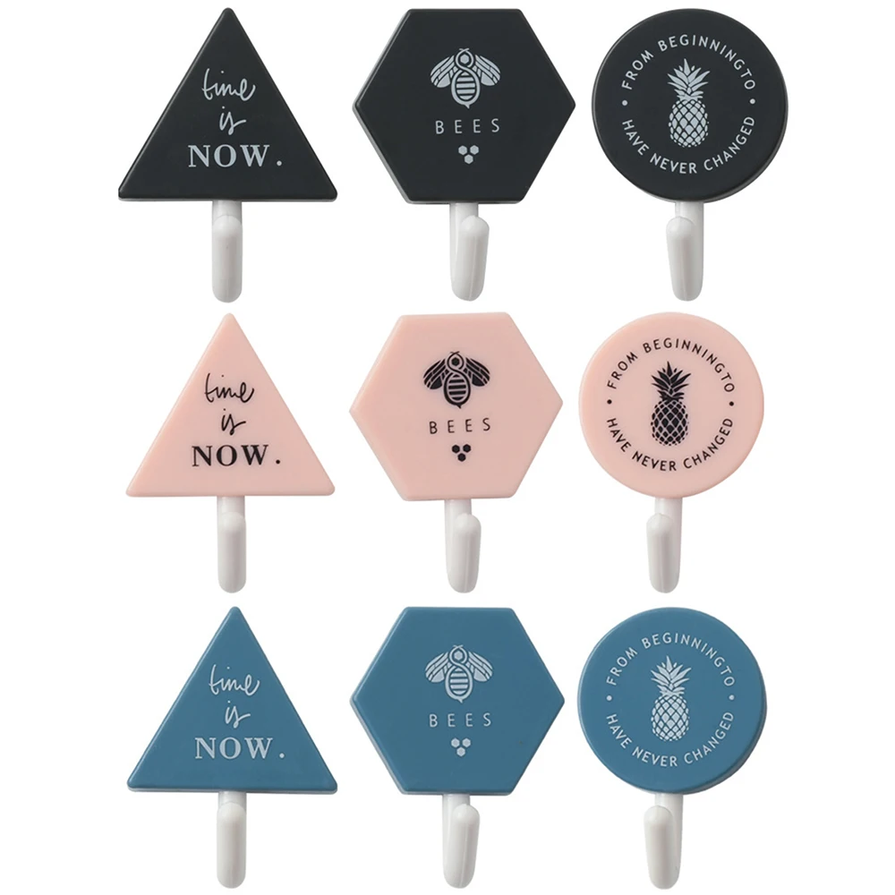 Nordic INS Wind 3Pcs Car Clothes Wall Stickers Hook Door Towel Bathroom Hook Kitchen Bathroom Wall Hanger Key Hanger Wall Hanger