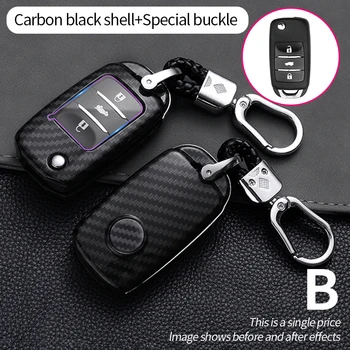 Carbon Fiber Car Smart Key Cover Case Fob For Changan CS75 EADO CS35 RAETON CS15 V3 V5 V7 2020 2021 Protect Shell Accessories