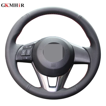 

DIY Black Genuine Leather Car Steering Wheel Cover For Mazda CX-5 CX5 Atenza 2014 New Mazda 3 CX-3 2016 Scion IA 2016