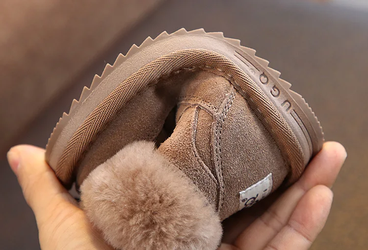 Claladoudou 13,5-15,5 см брендовые зимние ботинки из натуральной кожи на меху детская зимняя обувь зимние модельные туфли для мальчиков и девочек обувь на плоской подошве на шнуровке