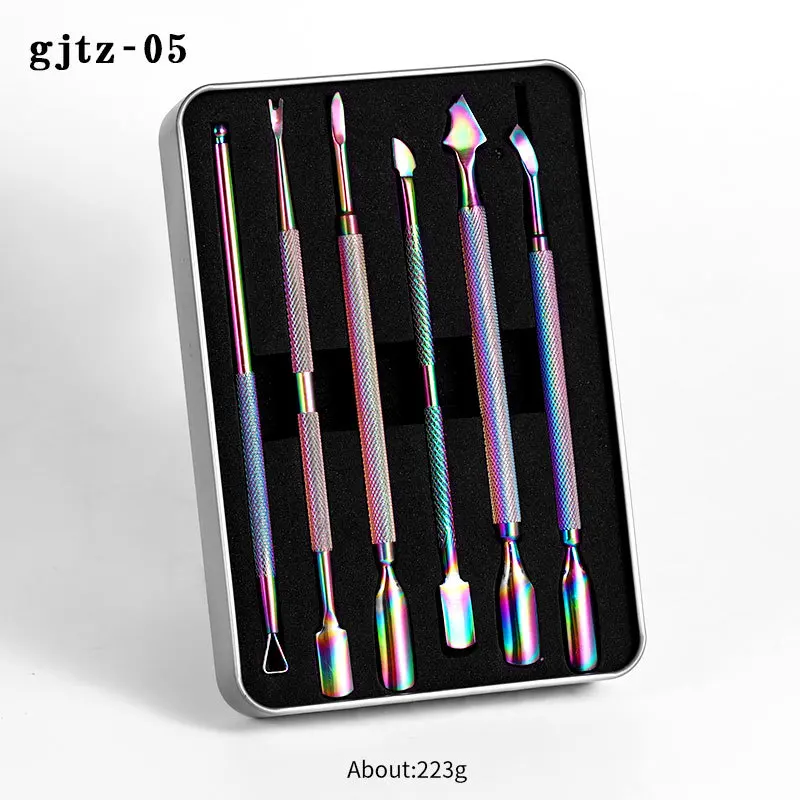 고품질 스테인리스 스틸 2웨이 큐티클 네일 파일 푸셔 리무버 매니큐어 페디큐어 도구 1세트