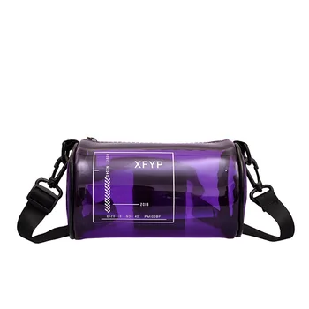 

2020 Fashion Women PVC Transparent Alphabet Jelly Bag Tote Casual Barrel-shaped Shoulder Messenger Bags Unisex Teens Clear Bag