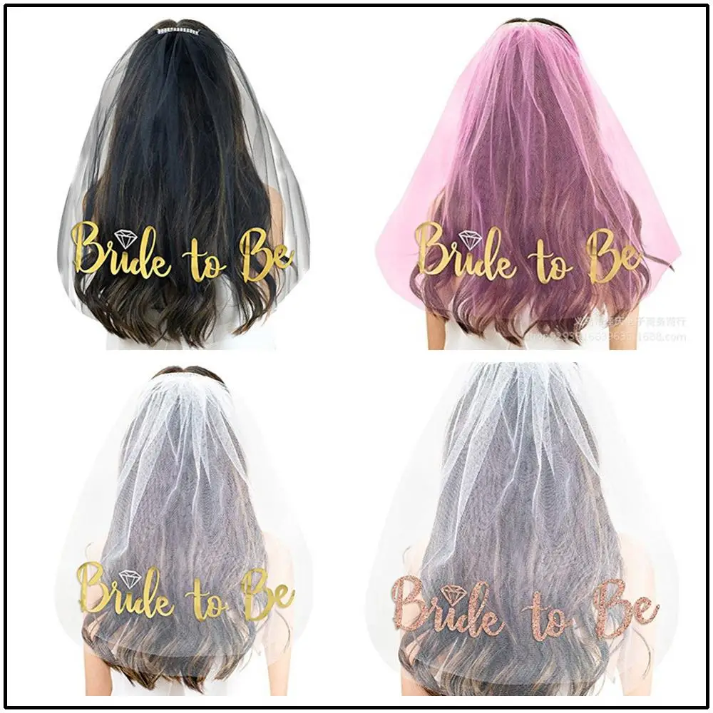 JIERUIZE фуксия изображен красно розовый цвет Но быть золотые свадебные вуали с