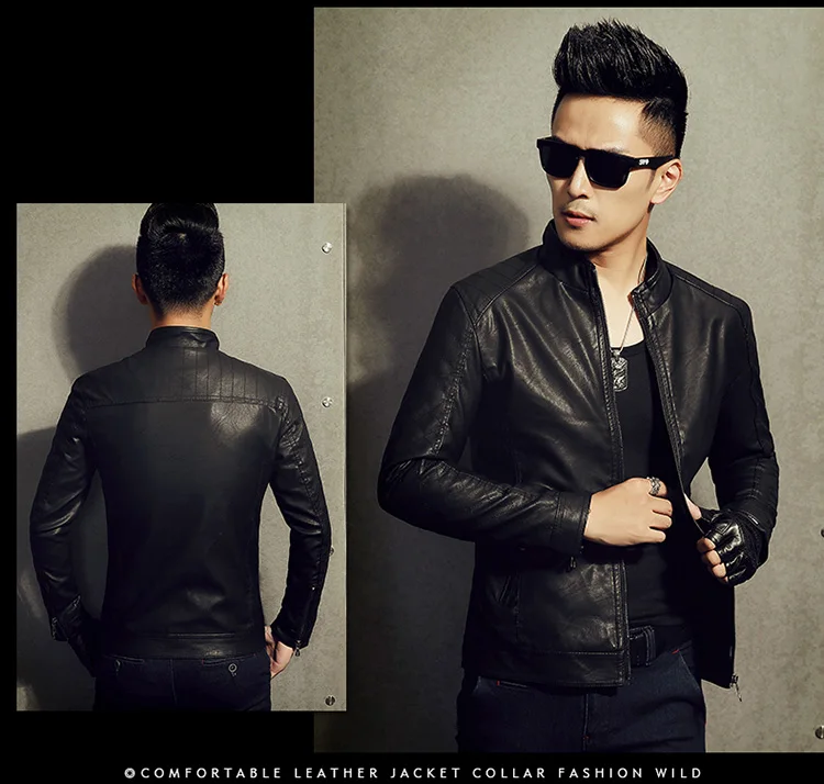 Autumn& Winter New Style Men High-end PU Leather Jacket MEN'S Leather Polo Shirt Coat Fashion