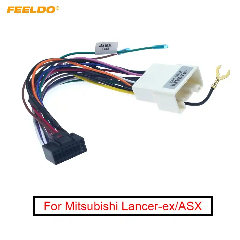 Feeldo 1pc Car Sterei Radio 16pin Adaptor Wiring Harness For Mitsubishi Lancer Ex Asx Power Calbe Wire Head Unit Harness Cables Adapters Sockets Aliexpress