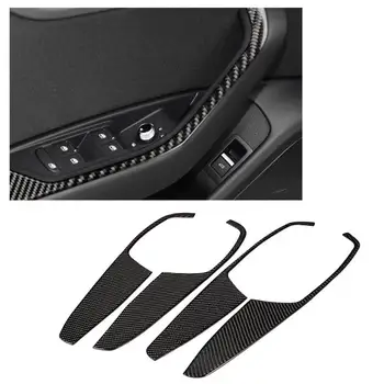 

4pcsr Carbon Fiber Interior Sticker Door Window Switch Cover Trims Fit for Audi A4 B9 2017 2018 2019 Car Styling