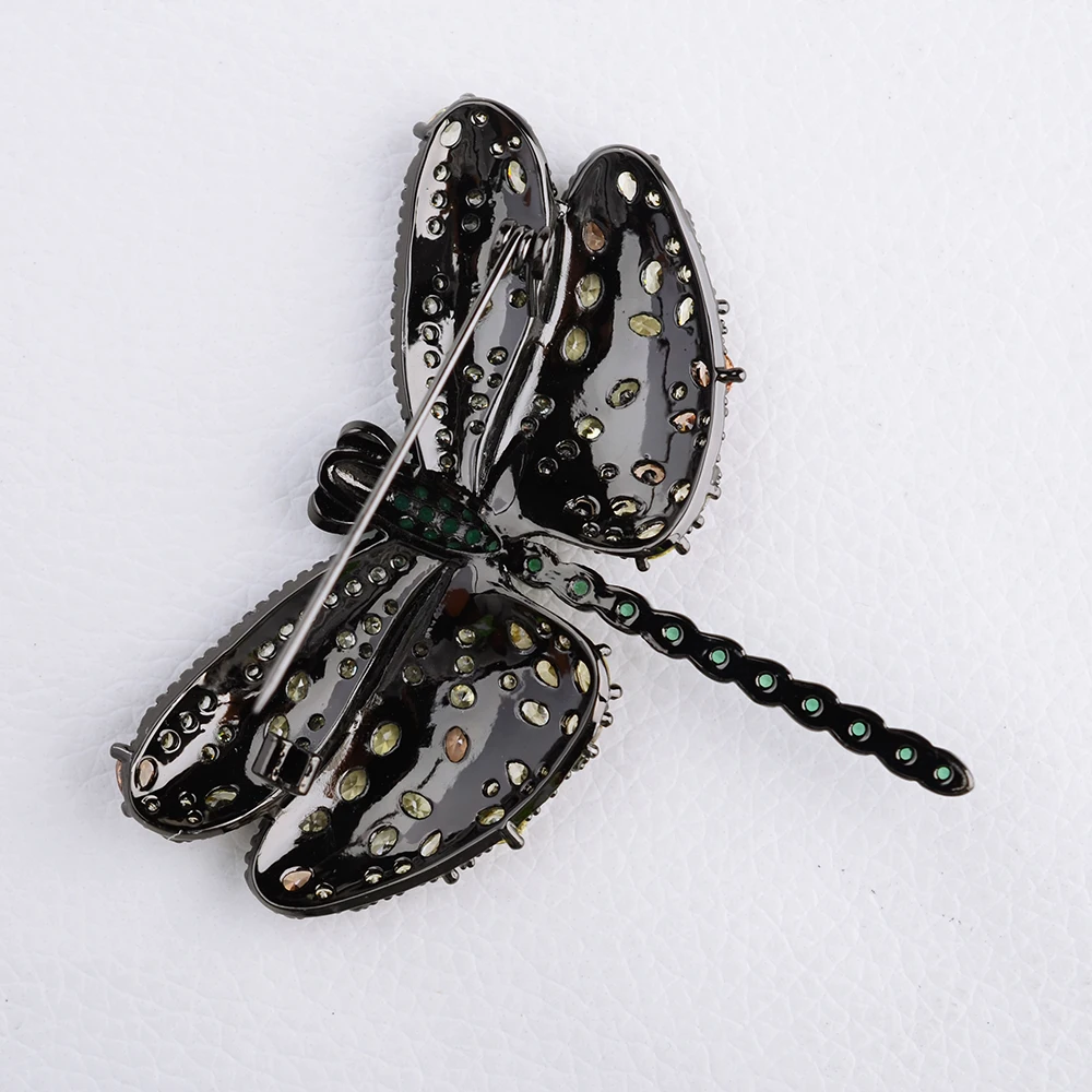 52*62mm Green Cz Pave Big dragonfly brooch