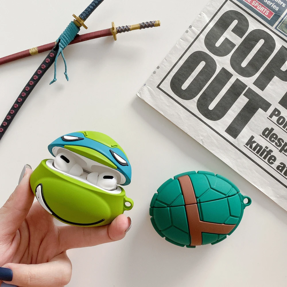 Чехол для наушников AirPods 3 Cool Ninja turtles для AirPods Pro, bluetooth-гарнитура, 3D Мягкий силиконовый чехол, чехлы с принтом из мультфильма с крючком