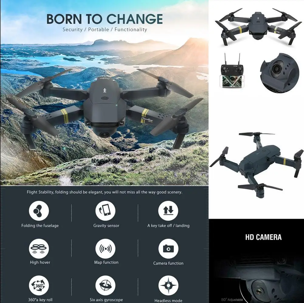Складной Дрон 2,4G wifi FPV 1080 P/720 P HD камера Фото Видео режим удержания высоты RC Квадрокоптер FPV Дрон RTF