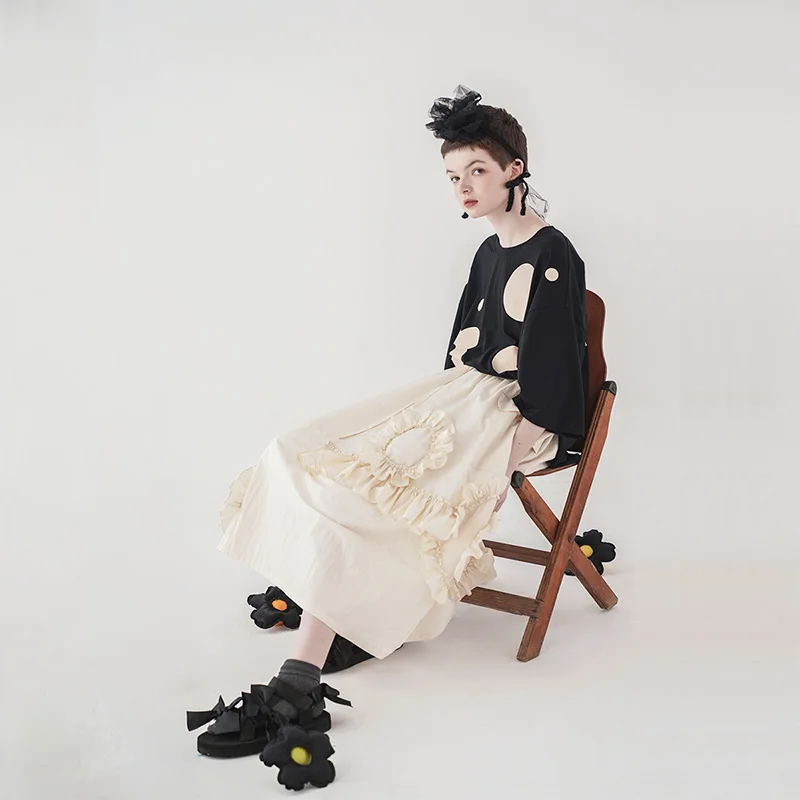 imakokoni black print loose original design