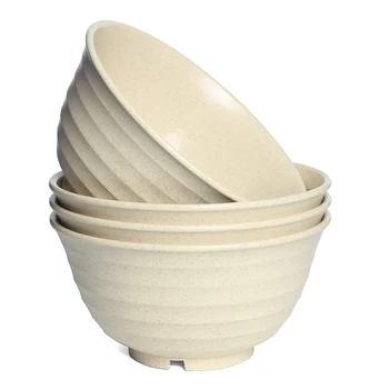 

Wheat Straw Fiber Bowls,Large Cereal Bowls,Lightweight Degradable Sets,Dishwasher Microwave Safe- Soup Bowls,4 Pcs,Beige