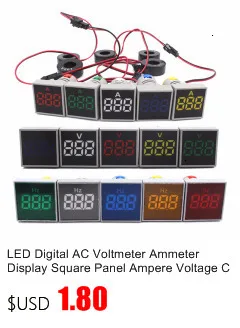 Квадратный светодиодный Ac цифровой двойной дисплей вольтметр амперметр ампер напряжение измеритель тока индикатор сигнальные огни 60-500 В 0-100A