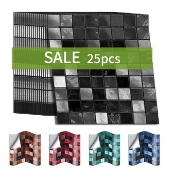 

10x10cmx25pcs mosaic wall sticker retro PVC waterproof tile adhesive home tile sticker kitchen bathroom furniture