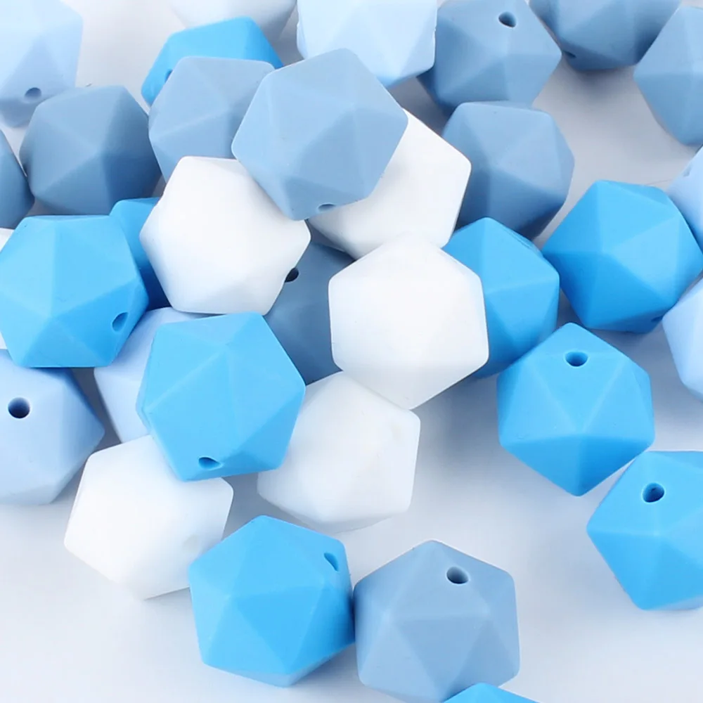 Keep& Grow, 10 шт./лот, 14 мм, Icosahedron, силиконовые бусины, BPA Free, Детская жевательная игрушка, силиконовый Прорезыватель для зубов, для самостоятельной сборки, игрушка-цепочка для соски