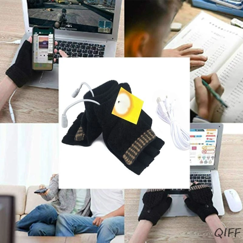 Унисекс Женские Мужские USB перчатки с подогревом перчатки зимние теплые перчатки для ноутбука