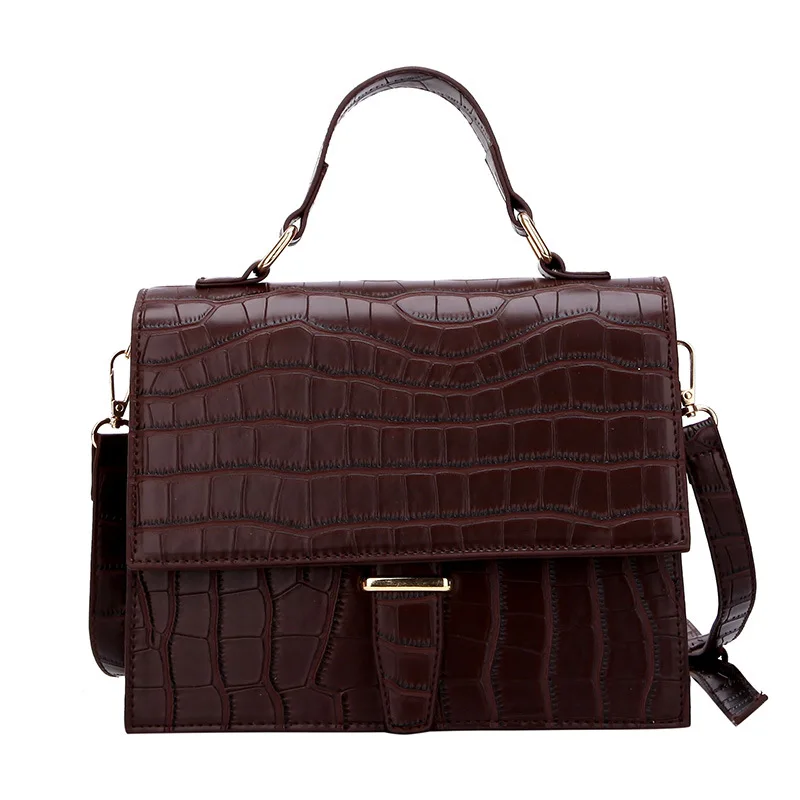 

Vintage Women Handbags Female Briefcase Unique Crocodile Print Ladies Shoulder Messenger Bags Leather Crossbody Bags Tote Bag