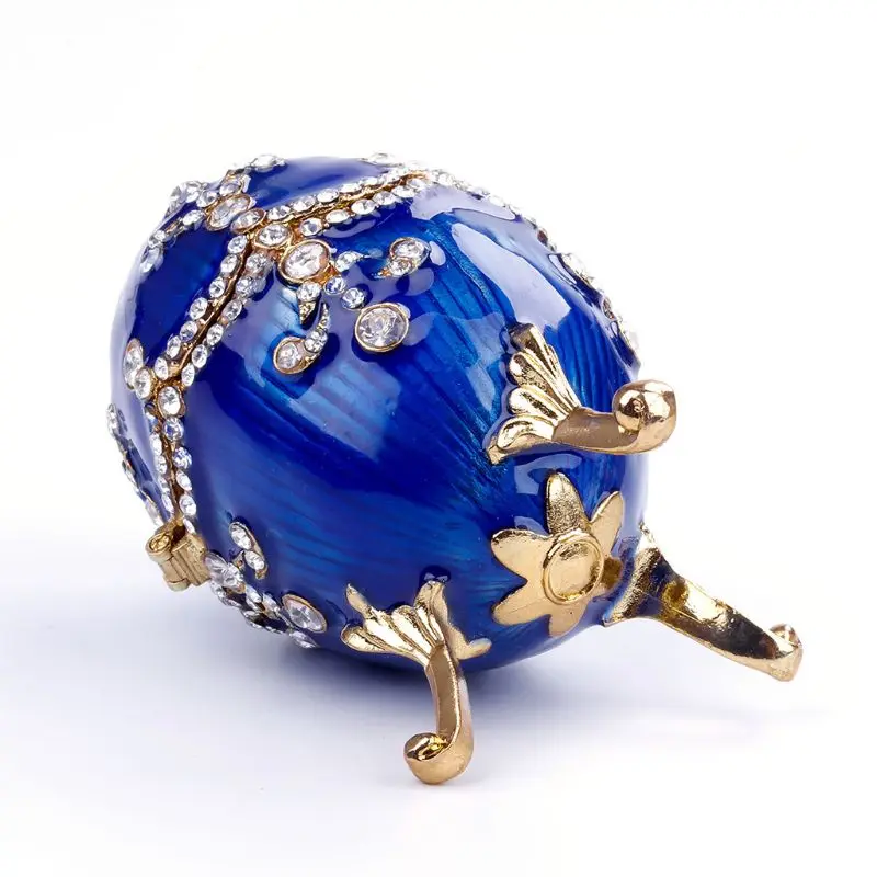 Органайзер для ювелирных изделий Faberge украшения для яиц Винтажный стиль коробка(синий) T4MD