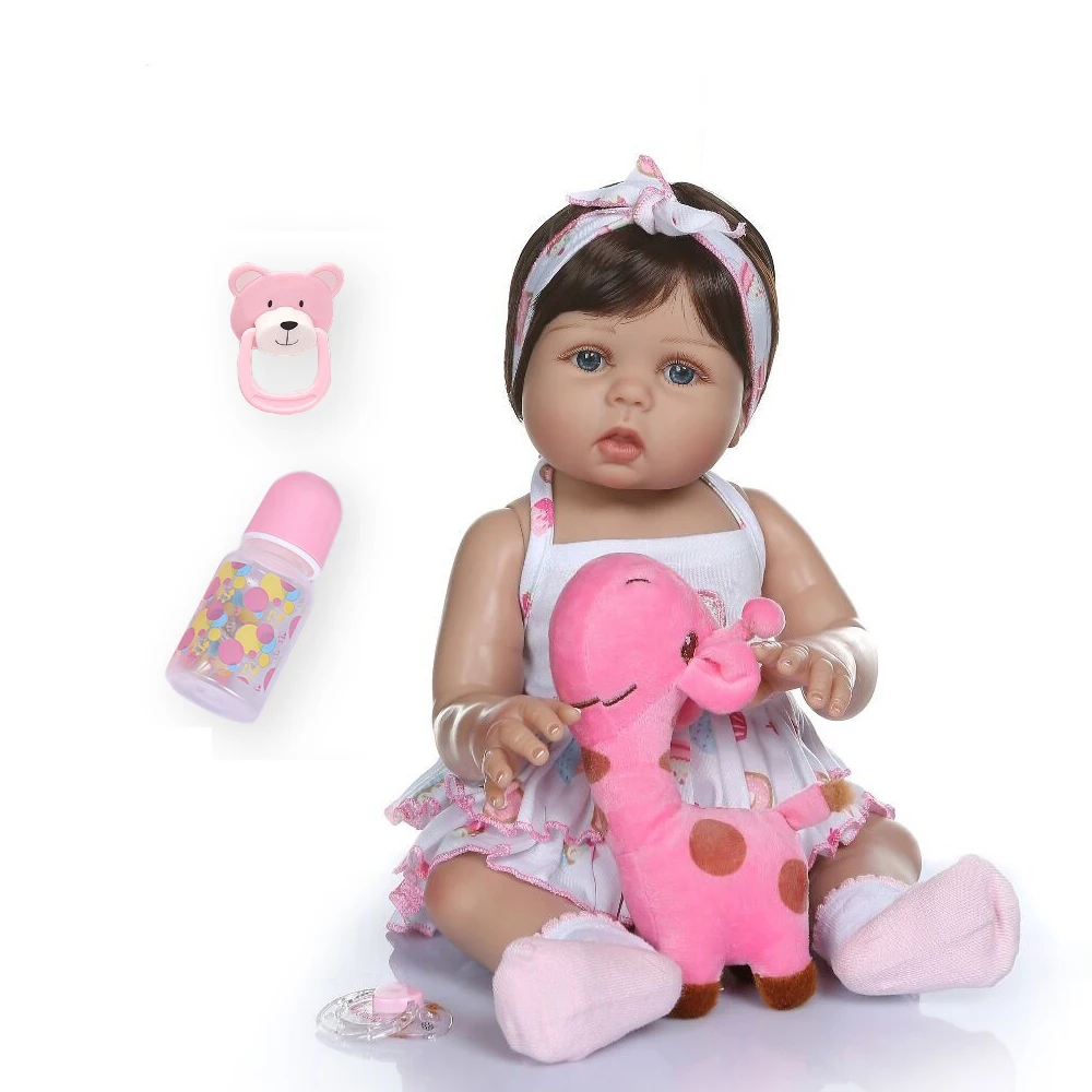 47 см Новорожденный Bebe Кукла реборн девочка кукла в загорелой коже полное тело силиконовая игрушка для ванны куклы Рождество Gfit для девочек