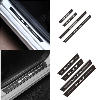 

4PCS Car Door Plate Carbon Fiber Threshold Protector Sticker For Hyundai i10 i30 i20 Sonata Accent Tucson Elantra Accessories