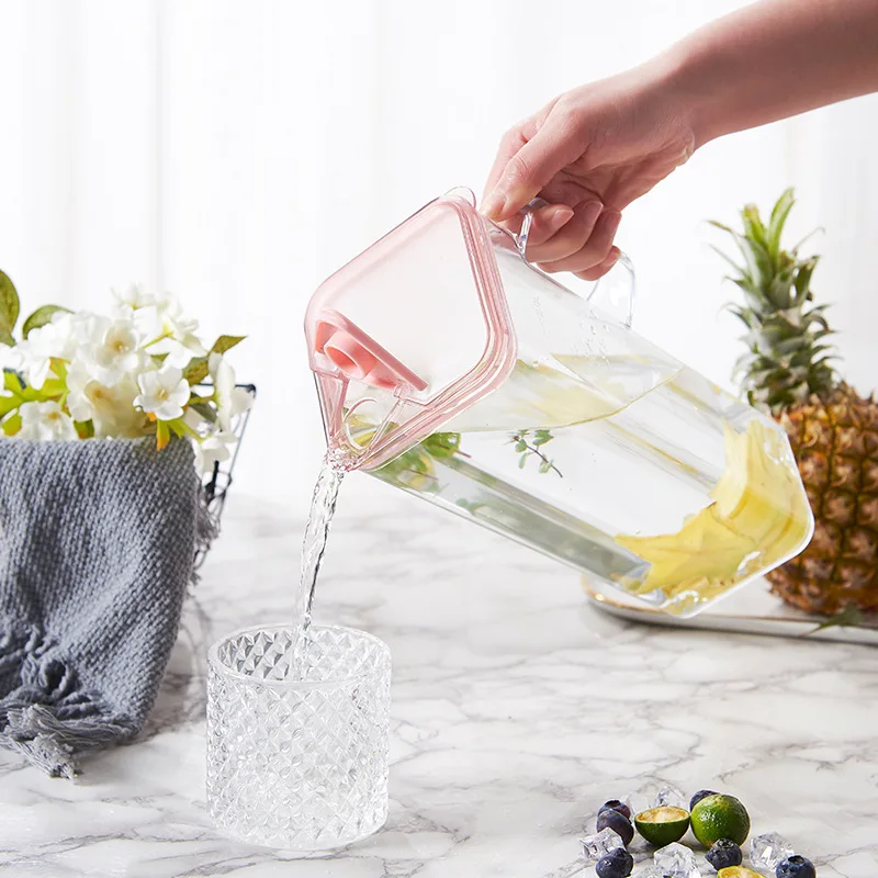 Large-Volume Cold Heat-Resistant Plastic Cup Set Health Square Household Cold Water Pot with Lid Convenient Plastic Cold Water J