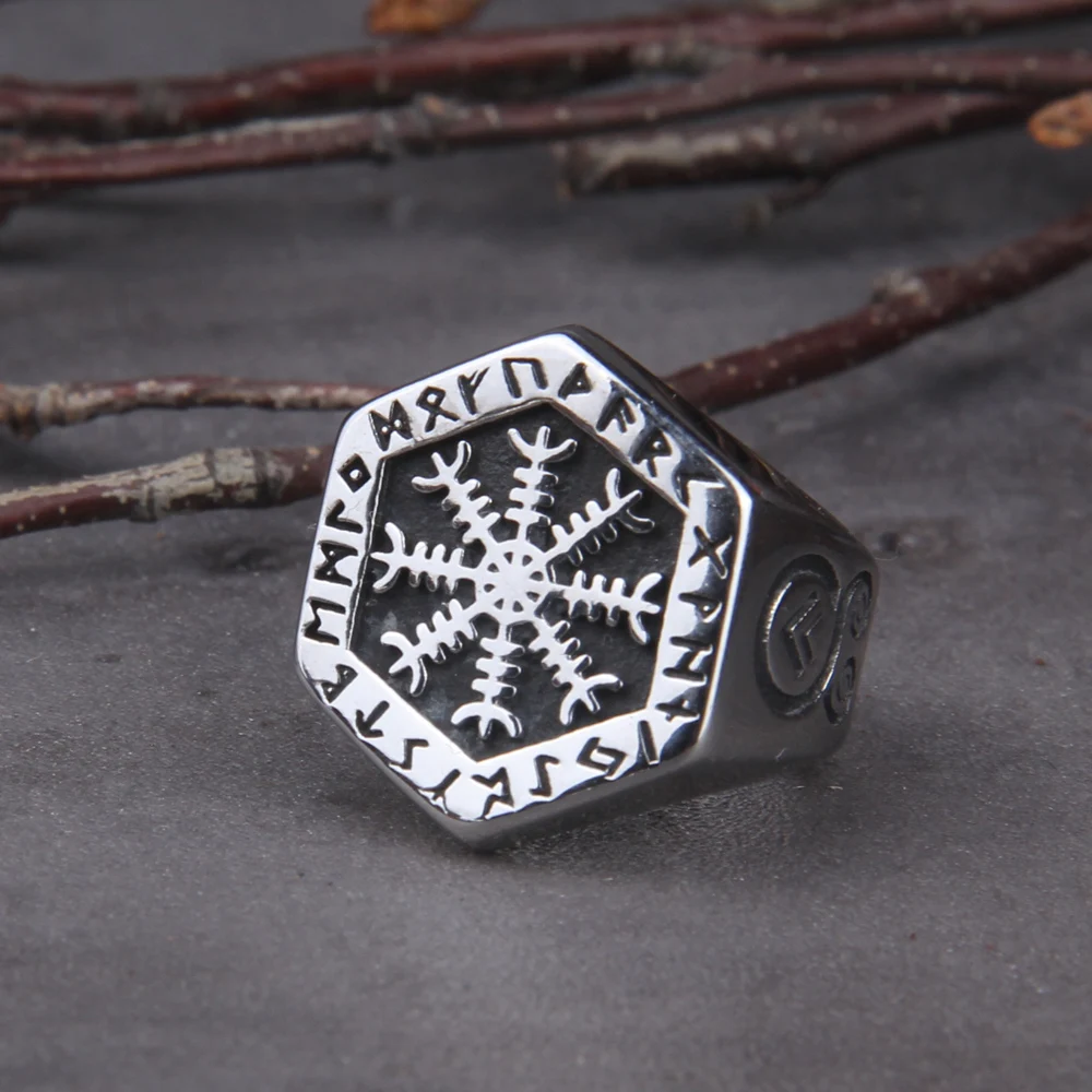 Viking Compass Vegvisir Aegishjalmur Runic эффектное мужское винтажное скандинавский Викинг Тотем один байкерские кольца ювелирные изделия|Кольца| | АлиЭкспресс